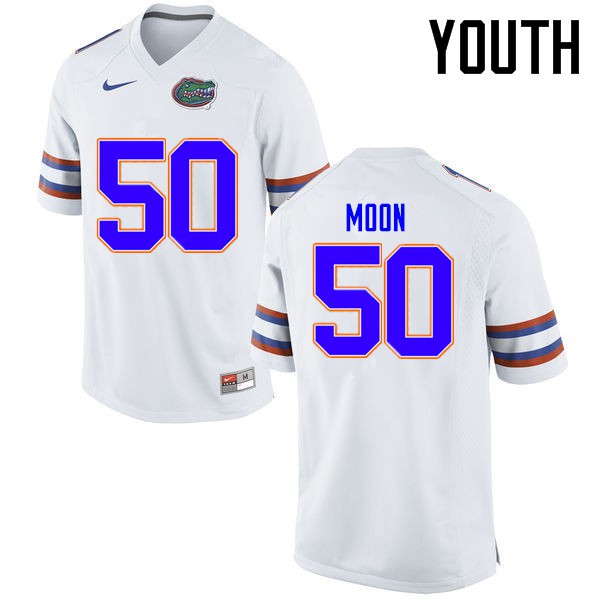Florida Gators Youth #50 Jeremiah Moon College Football Jerseys White